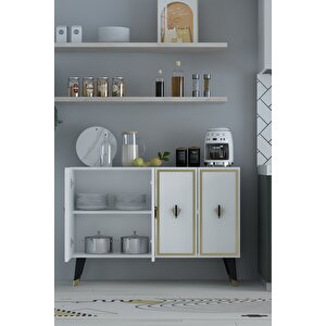 8175km-32 Konsol,kahve Köşesi̇,ayakkabilik,ofi̇s Evrak Dolabi,mutfak Ki̇ler Dolabi,tv Üni̇tesi̇-BA Beyaz-Altın