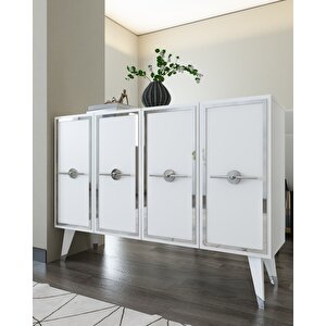 8174km-32ct Konsol,kahve Köşesi̇,ayakkabilik,ofi̇s Evrak Dolabi,mutfak Ki̇ler Dolabi,tv Üni̇tesi̇-BG Beyaz-Gümüş