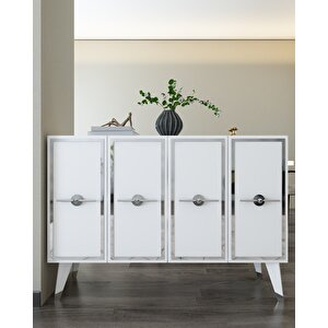 8174km-32ct Konsol,kahve Köşesi̇,ayakkabilik,ofi̇s Evrak Dolabi,mutfak Ki̇ler Dolabi,tv Üni̇tesi̇-BG Beyaz-Gümüş