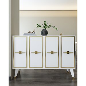 8174km-32ct Konsol,kahve Köşesi̇,ayakkabilik,ofi̇s Evrak Dolabi,mutfak Ki̇ler Dolabi,tv Üni̇tesi̇-BA Beyaz-Altın