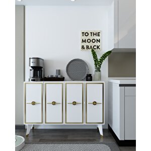 8174km-32ct Konsol,kahve Köşesi̇,ayakkabilik,ofi̇s Evrak Dolabi,mutfak Ki̇ler Dolabi,tv Üni̇tesi̇-BA Beyaz-Altın