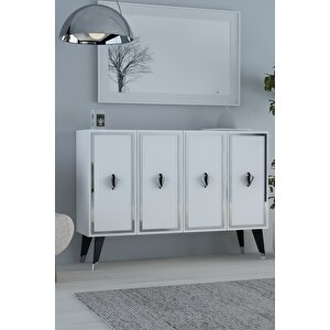 8175km-32 Konsol,kahve Köşesi̇,ayakkabilik,ofi̇s Evrak Dolabi,mutfak Ki̇ler Dolabi,tv Üni̇tesi̇-BG Beyaz-Gümüş