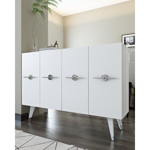 8169km-32ct Konsol,kahve Köşesi̇,ayakkabilik,ofi̇s Evrak Dolabi,mutfak Ki̇ler Dolabi,tv Üni̇tesi̇-BG Beyaz-Gümüş