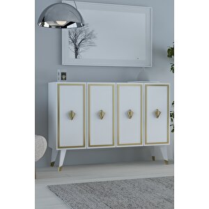 8177km-32ct Konsol,kahve Köşesi̇,ayakkabilik,ofi̇s Evrak Dolabi,mutfak Ki̇ler Dolabi,tv Üni̇tesi̇-BA Beyaz-Altın