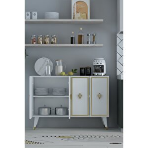 8177km-32ct Konsol,kahve Köşesi̇,ayakkabilik,ofi̇s Evrak Dolabi,mutfak Ki̇ler Dolabi,tv Üni̇tesi̇-BA Beyaz-Altın