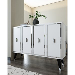 8173km-32ct Konsol,kahve Köşesi̇,ayakkabilik,ofi̇s Evrak Dolabi,mutfak Ki̇ler Dolabi,tv Üni̇tesi̇ BG Beyaz-Gümüş