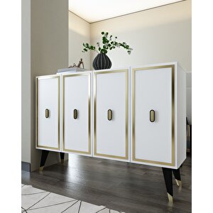 8173km-32ct Konsol,kahve Köşesi̇,ayakkabilik,ofi̇s Evrak Dolabi,mutfak Ki̇ler Dolabi,tv Üni̇tesi̇ BA Beyaz-Altın