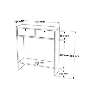Asimetrik Aynalı Dresuar Hol Antre Beyaz 80cm  No1