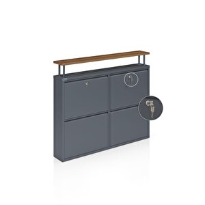 Kilitli Tablalı 4'lü Metal Ayakkabılık - Antrasit