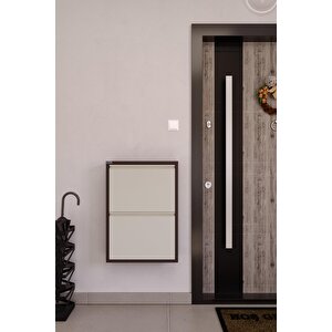 2'li Metal Ayakkabılık - Kahverengi/krem