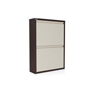 2'li Metal Ayakkabılık - Kahverengi/krem