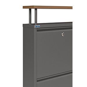 Ceha Kilitli Tablalı 4'lü Metal Ayakkabılık - Füme