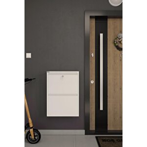 Kilitli 2'li Metal Ayakkabılık -  Beyaz