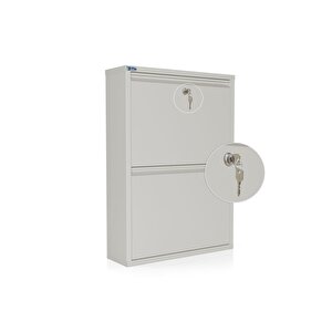 Kilitli 2'li Metal Ayakkabılık -  Beyaz