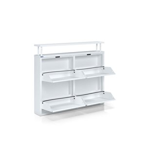 Ceha Tablalı 4'lü Metal Ayakkabılık - Kar Beyaz