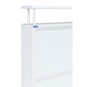 Ceha Tablalı 4'lü Metal Ayakkabılık - Kar Beyaz