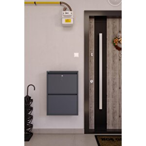 Kilitli 2'li Metal Ayakkabılık - Antrasit