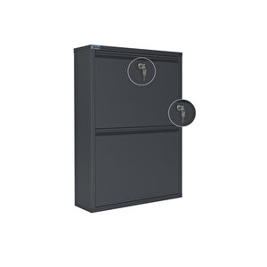 Kilitli 2'li Metal Ayakkabılık - Antrasit