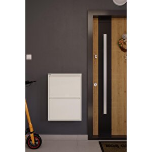 2'li Metal Ayakkabılık - Beyaz