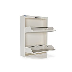 2'li Metal Ayakkabılık - Beyaz