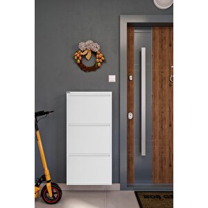 3'lü Metal Ayakkabılık - Kar Beyaz