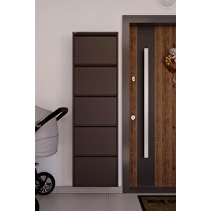5'li Metal Ayakkabılık - Kahverengi