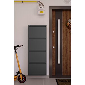 4'lü Metal Ayakkabılık - Füme