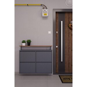 Tablalı 4'lü Metal Ayakkabılık - Antrasit