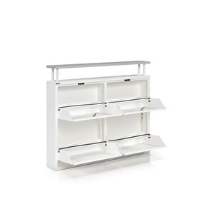 Ceha Kilitli Tablalı 4'lü Metal Ayakkabılık - Beyaz