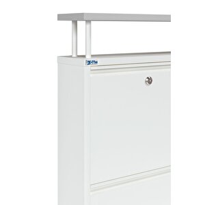 Ceha Kilitli Tablalı 4'lü Metal Ayakkabılık - Beyaz