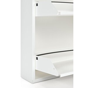 Ceha Kilitli Tablalı 4'lü Metal Ayakkabılık - Beyaz