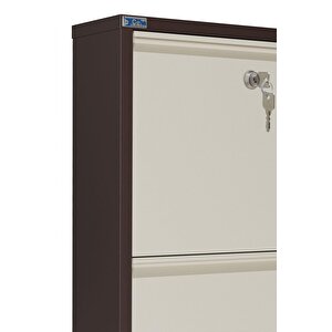 Ceha Kilitli 5'li Metal Ayakkabılık -  Kahverengi/krem