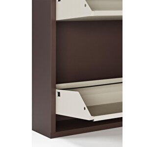 Ceha Kilitli 5'li Metal Ayakkabılık -  Kahverengi/krem