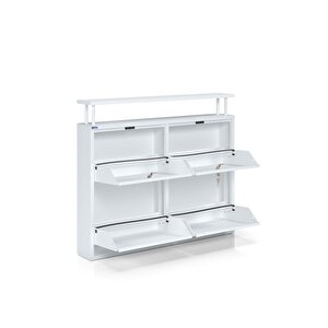 Ceha Kilitli Tablalı 4'lü Metal Ayakkabılık - Kar Beyaz