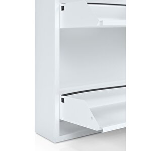 Ceha Kilitli Tablalı 4'lü Metal Ayakkabılık - Kar Beyaz