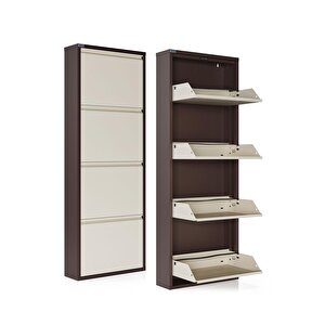 Ceha 4'lü Metal Ayakkabılık - Kahverengi/krem