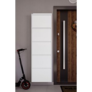 5'li Metal Ayakkabılık - Kar Beyaz