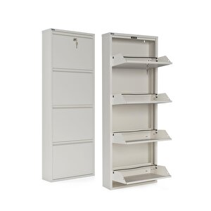 Ceha Kilitli 4'lü Metal Ayakkabılık - Beyaz