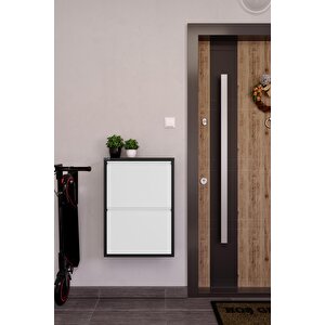 2'li Metal Ayakkabılık - Siyah/beyaz