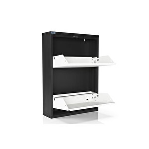 2'li Metal Ayakkabılık - Siyah/beyaz