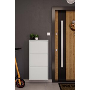 3'lü Metal Ayakkabılık - Beyaz