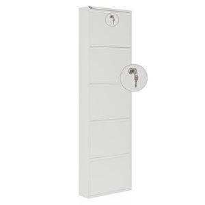 Kilitli 5'li Metal Ayakkabılık - Kar Beyaz