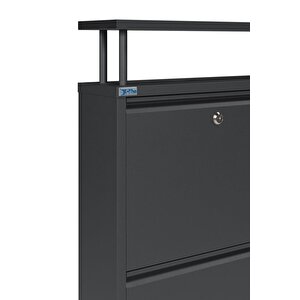 Ceha Kilitli Tablalı 4'lü Metal Ayakkabılık - Siyah