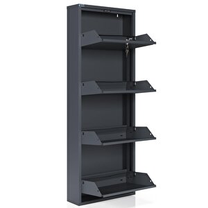 Kilitli 4'lü Metal Ayakkabılık - Antrasit