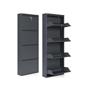 Ceha Kilitli 4'lü Metal Ayakkabılık - Antrasit