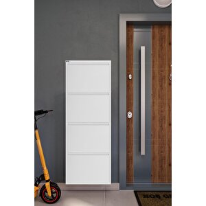 4'lü Metal Ayakkabılık - Kar Beyaz