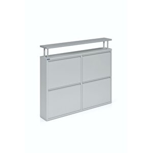 Tablalı 4'lü Metal Ayakkabılık - Gri