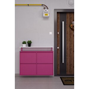 Tablalı 4'lü Metal Ayakkabılık - Pembe