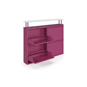 Tablalı 4'lü Metal Ayakkabılık - Pembe