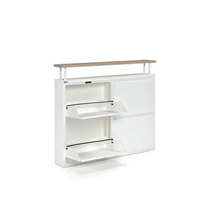 Tablalı 4'lü Metal Ayakkabılık - Beyaz